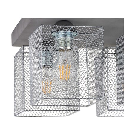 Lampa Sufitowa BRITOP Lighting 4xE27 Max.60W Klasyczny Szary Beton z Chromowanym Kloszem, Polski Producent, 1 szt.