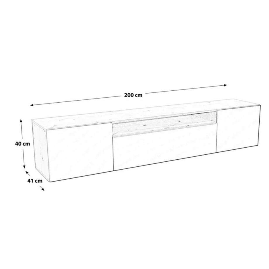 Szafka RTV MARCO wisząca pod telewizor, frezowane fronty- biały-artisan