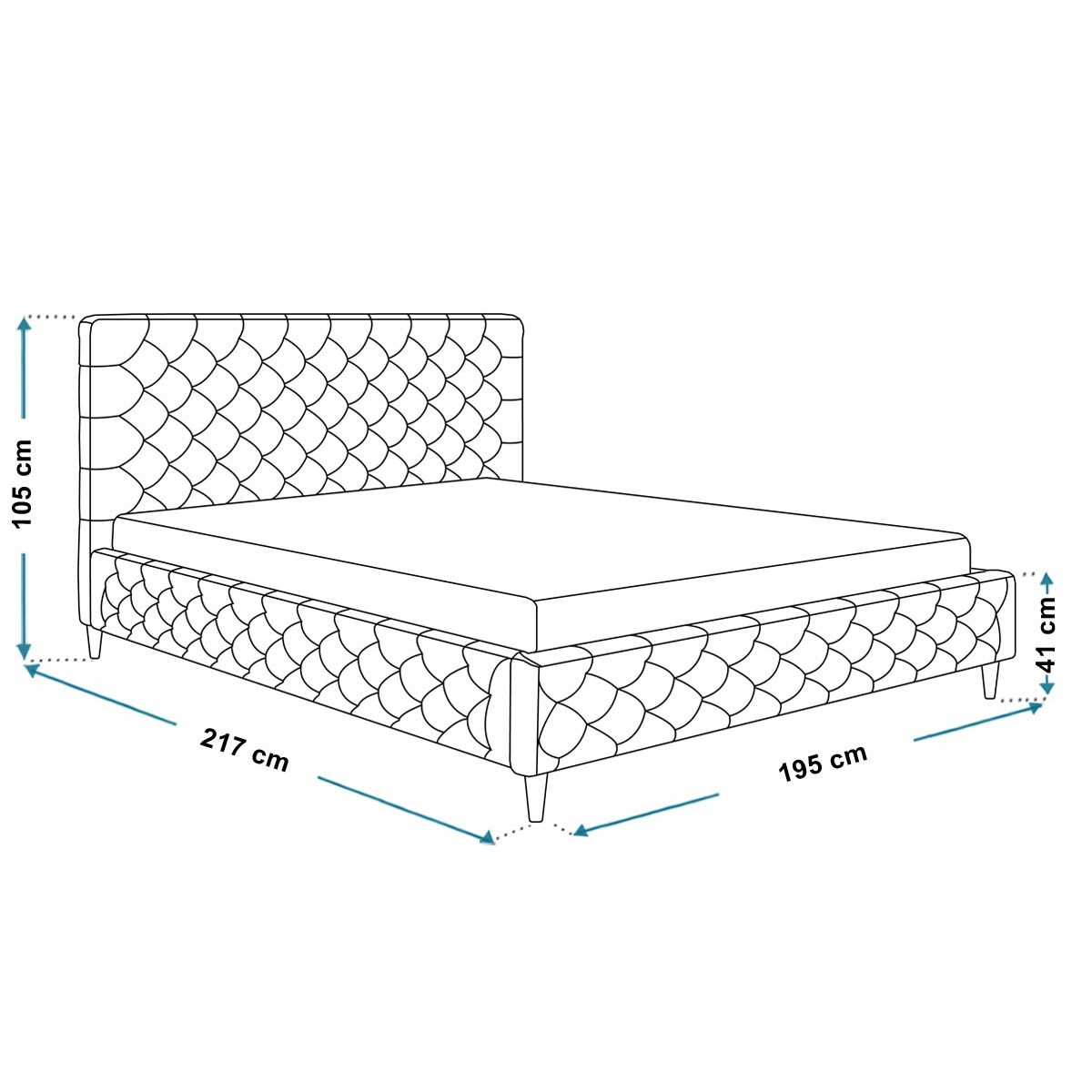 Łóżko tapicerowane 180x200 LUXO 5 na drewnianych nogach, do sypialni-granat