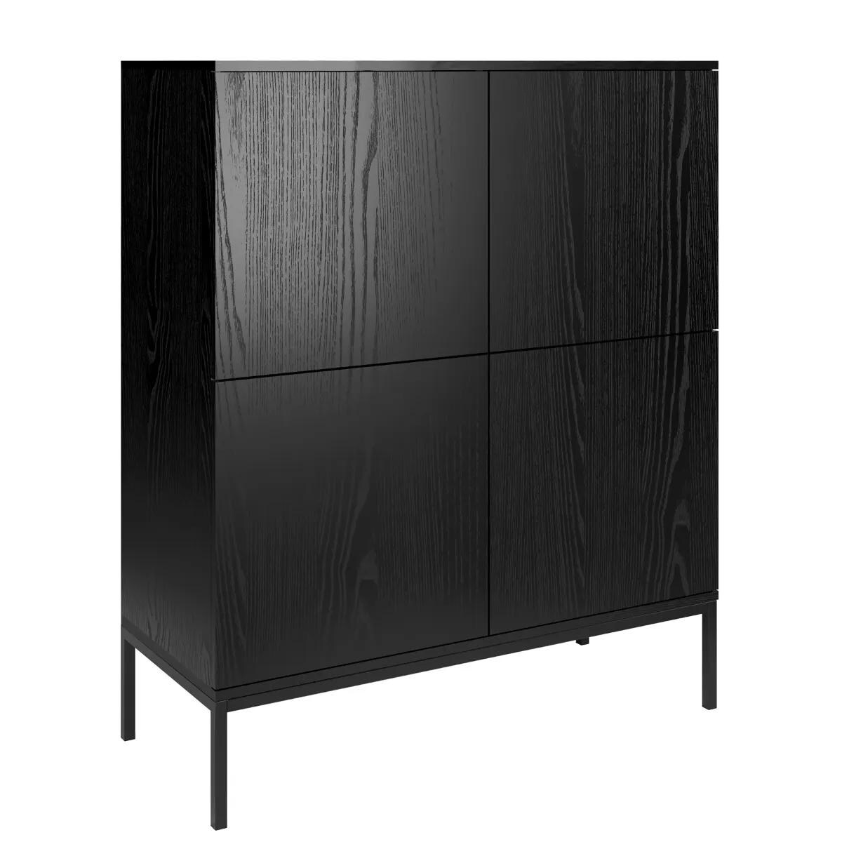 Komoda wysoka KRON 4D 100cm czarny dąb