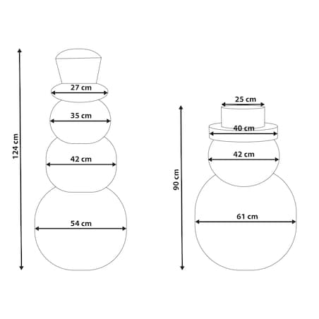 Zestaw 2 dekoracji świątecznych KLARALVEN Bałwan 90/124 cm Beżowy