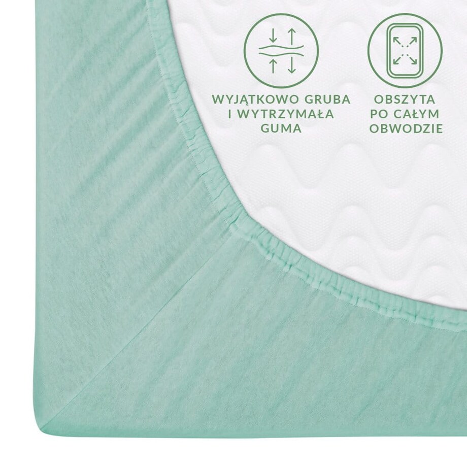 Prześcieradło jersey z gumką 160x200 kolor Jasny turkus