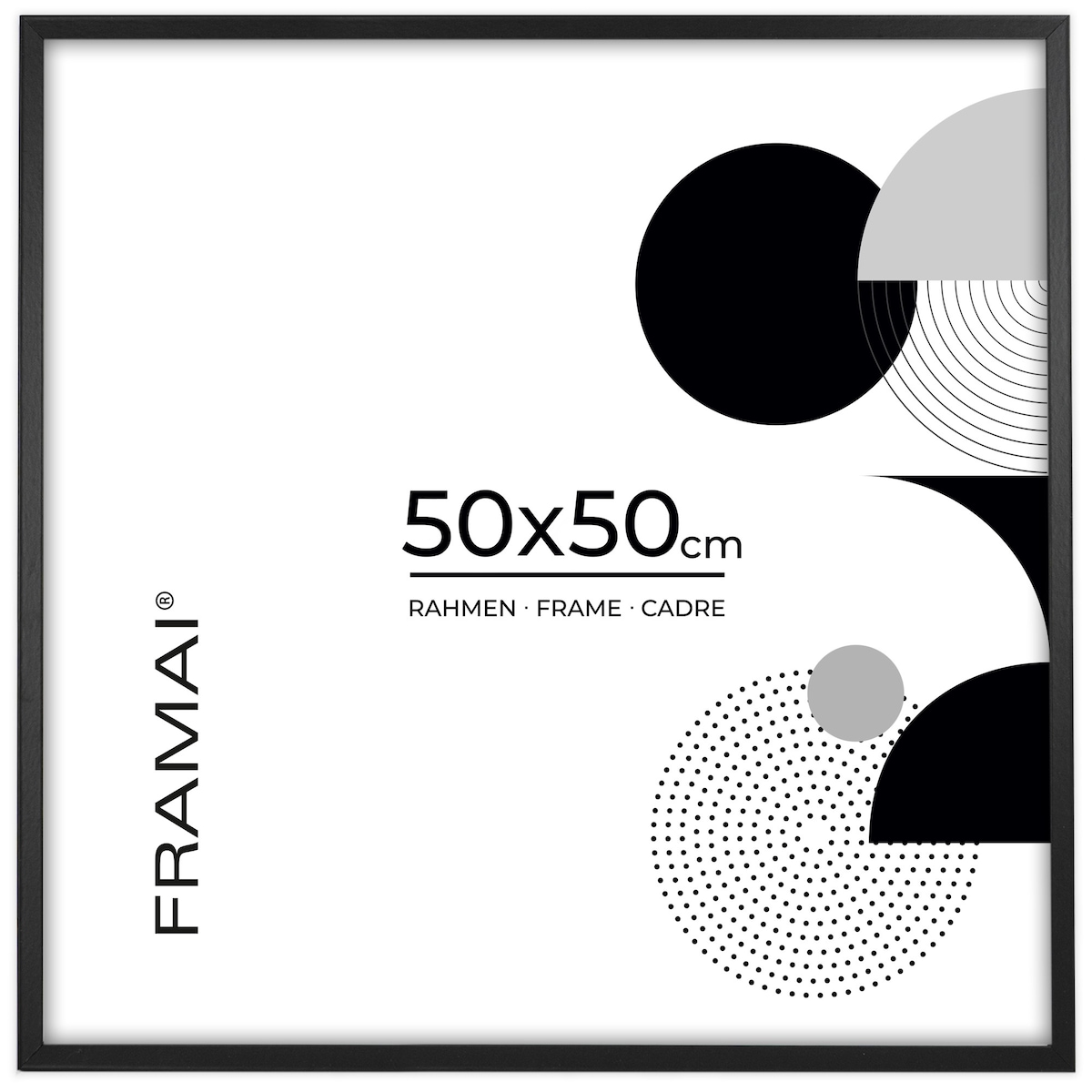 Ramka na zdjęcia 50x50 cm czarna rama MDF z plexi do powieszenia poziom pion klasyczna ramka kwadratowa