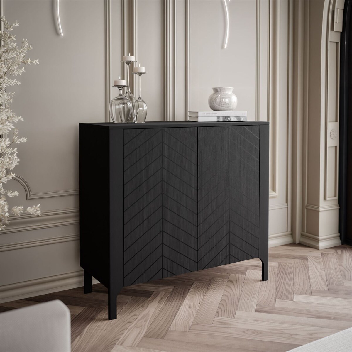 Dwudrzwiowa komoda LUMI 103 cm, czarna