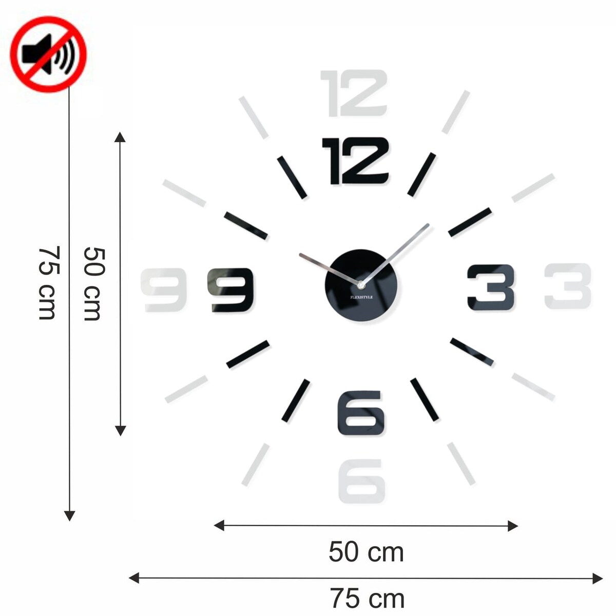 Duży zegar ścienny DIY czarny 50-75cm