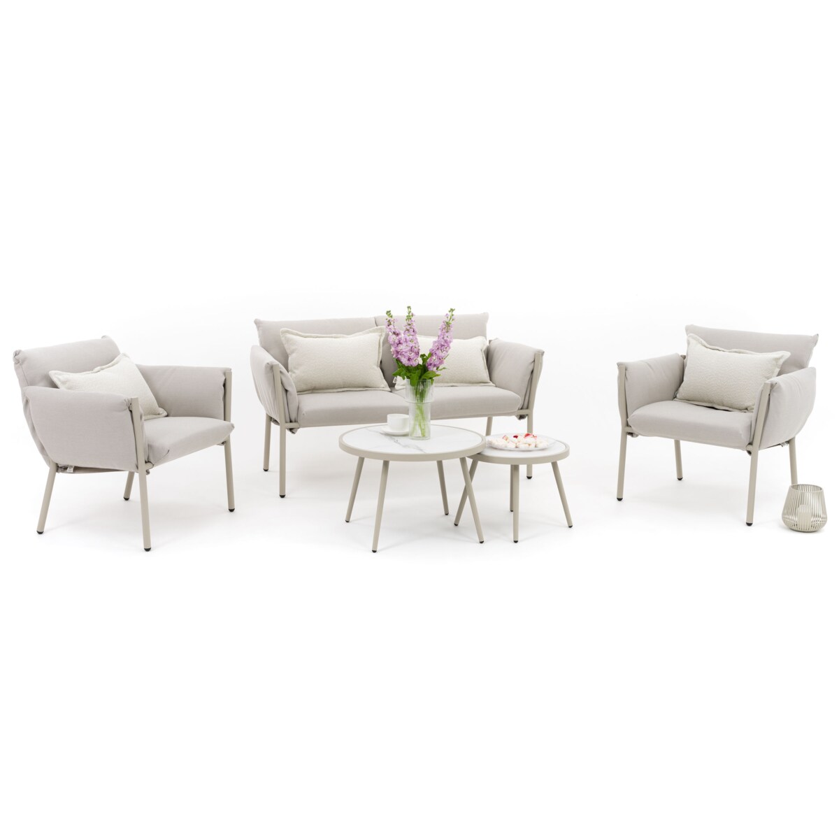 Zestaw mebli ogrodowych taras balkon aluminiowe TULUM beżowe