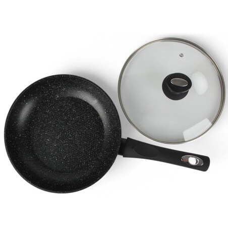 Patelnia Granitowa Pokrywka 26 Cm Plaster Miodu Indukcja Gaz 2.0L Wysoka 5.0