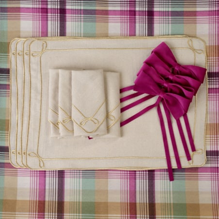 Haftowane podkładki Golden Bows - 6 sztuk
