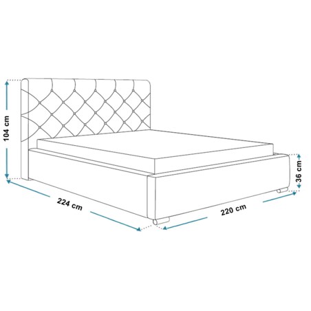 Łóżko sypialniane 200x200 BEN 11 - beżowe- stelaż metalowy
