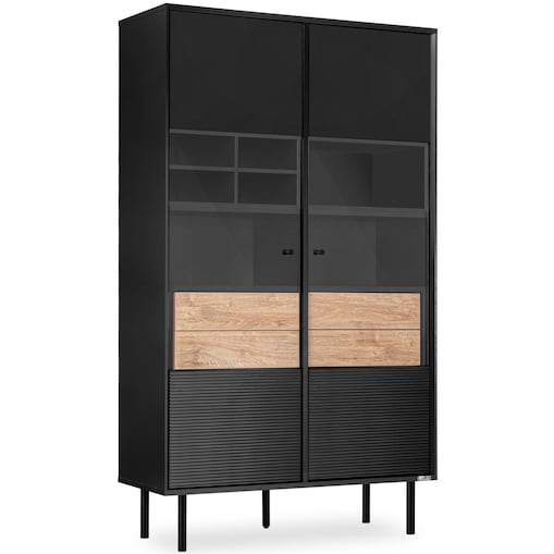 KONSIMO LOFTY Dwudrzwiowa witryna z szufladami w stylu loft