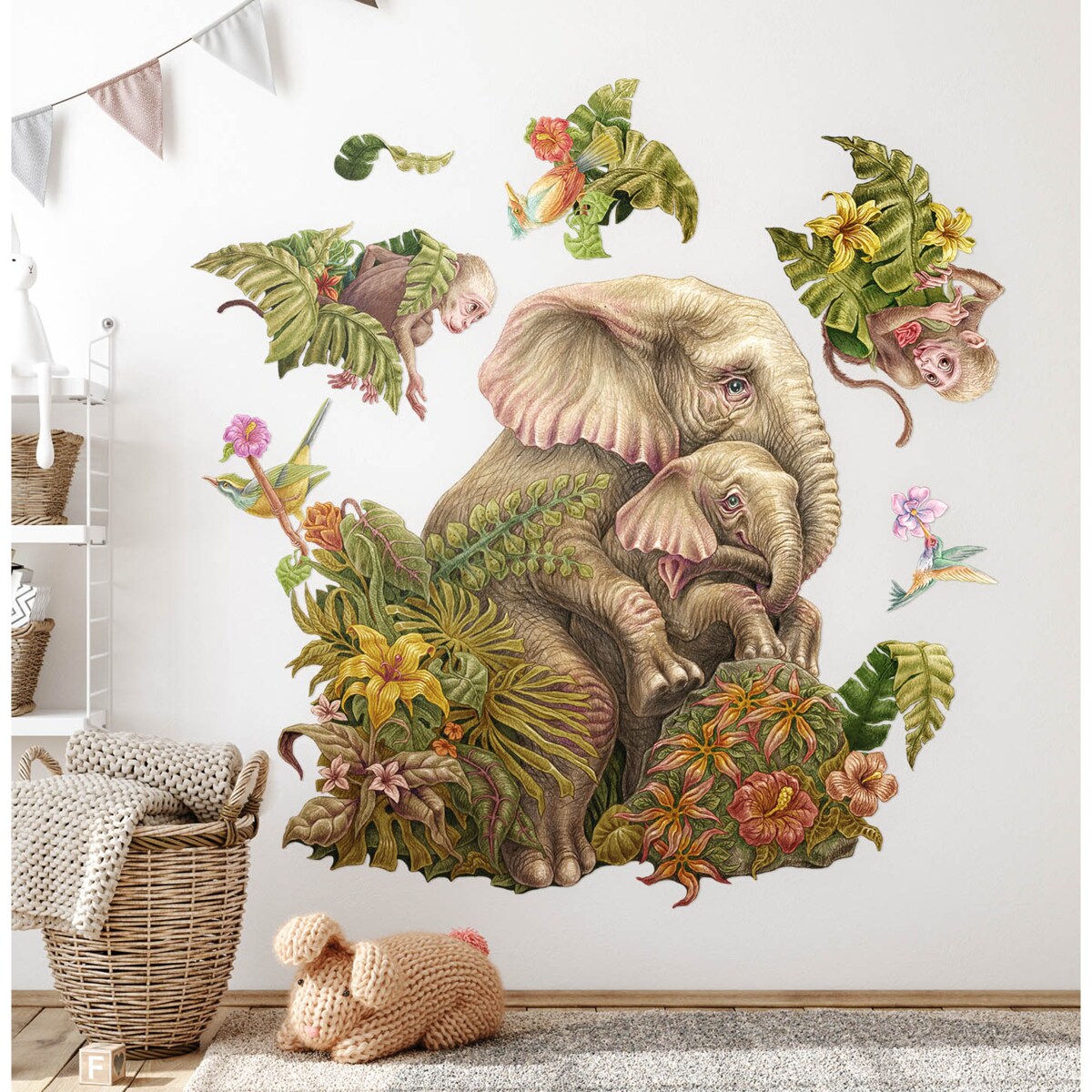 Zestaw naklejek na ścianę, Tropikalne liście, 100cm