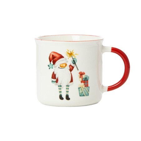 Kubek Świąteczny Ceramiczny Na Prezent 300 Ml Boże Narodzenie Mikołaj Lizak Zestaw 2 Szt