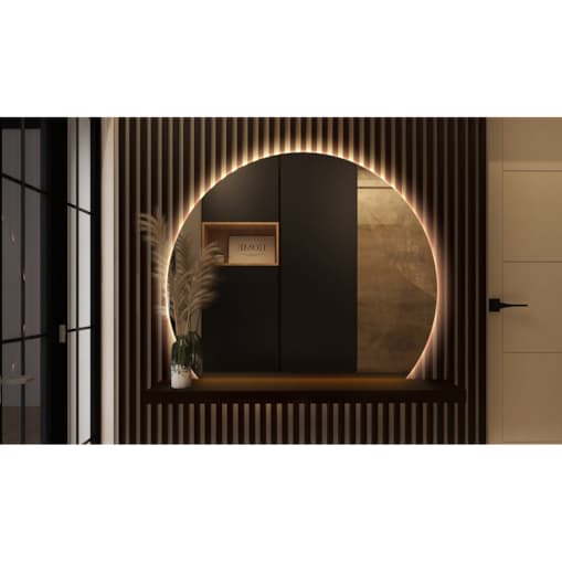 Lustro LED ścięty okrąg 84x100 cm - światło ciepłe