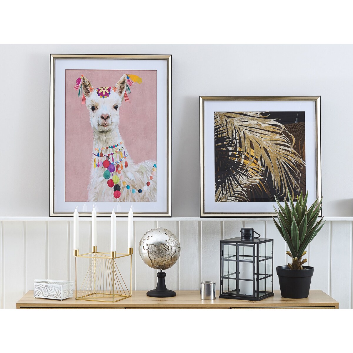 Obraz w ramie lama 60 x 80 cm różowy BALALA