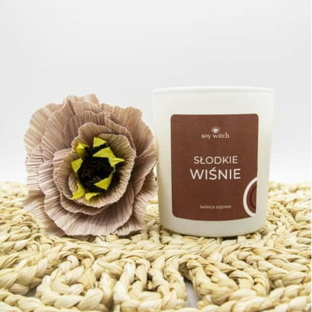 Świeczka Sojowa Zapachowa w Szkle Słodkie Wiśnie Świeca Naturalna Wegańska