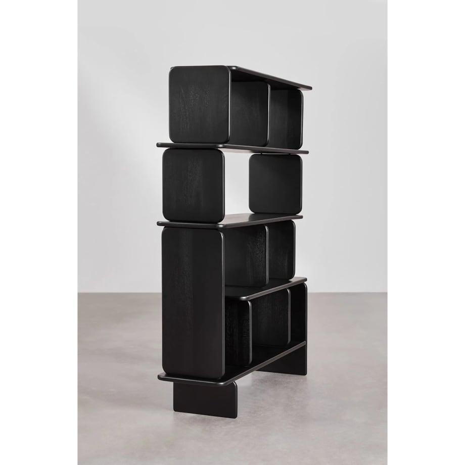 Regał z drewna mango czarmy Agathe 190x140 cm