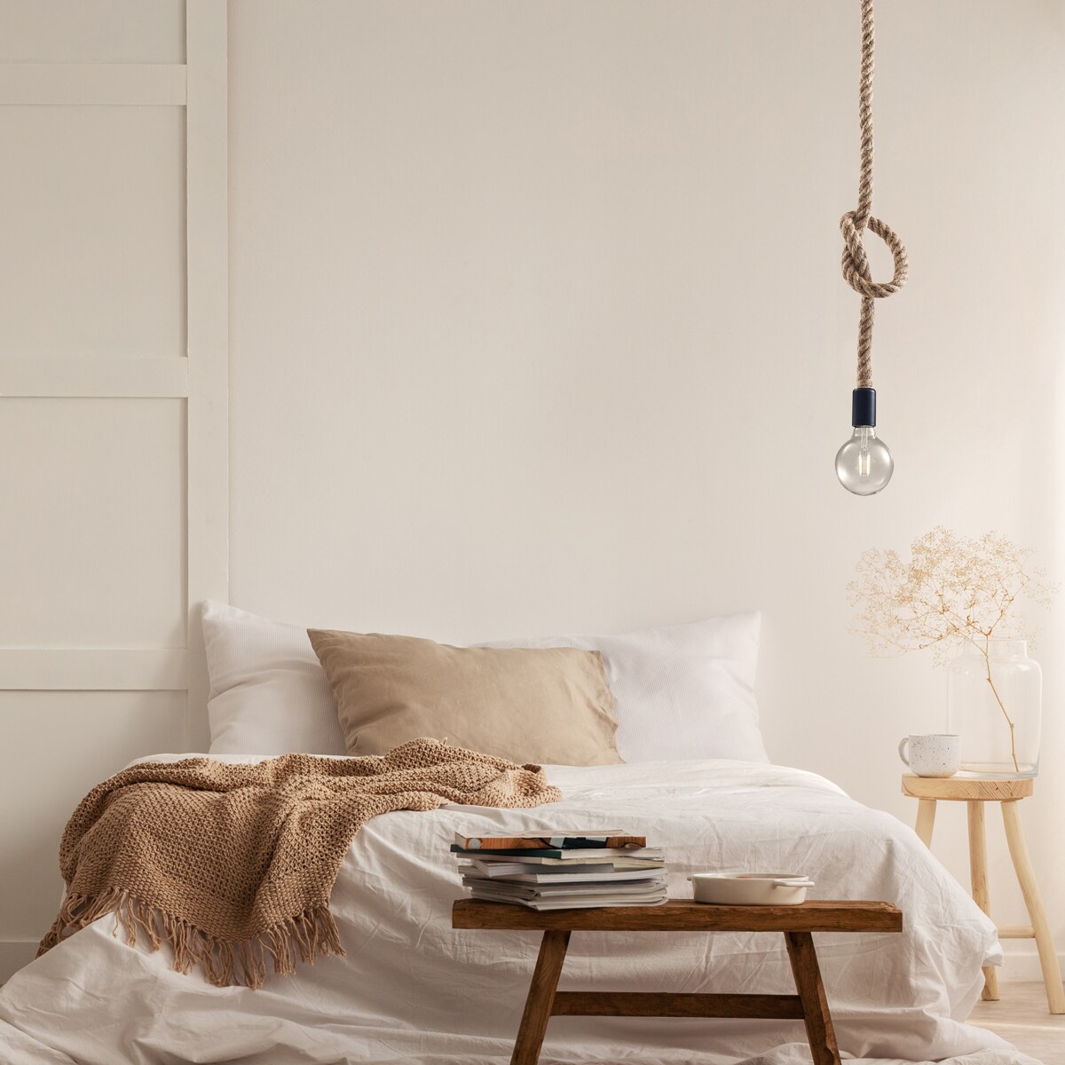 Lampa wisząca na sznurze Rope 321909 Polux LED 12W pojedyncza beżowa