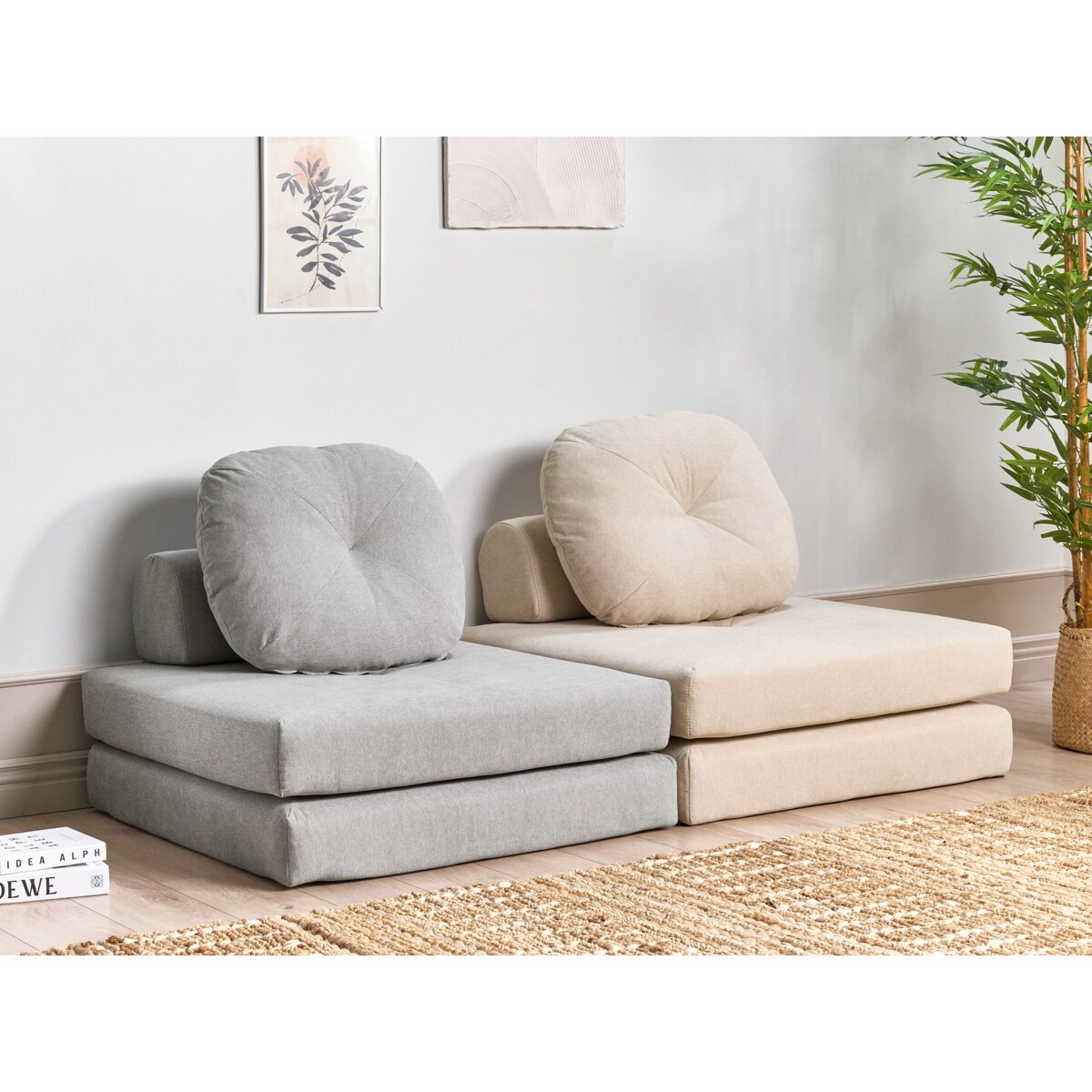 Sofa rozkładana jednoosobowa beżowa OLDEN