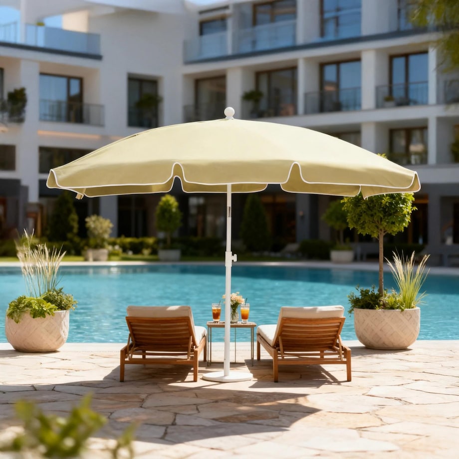 Parasol OGRODOWY plażowy UCHYLNY mocny średnica 200 cm łamany z uchwytem