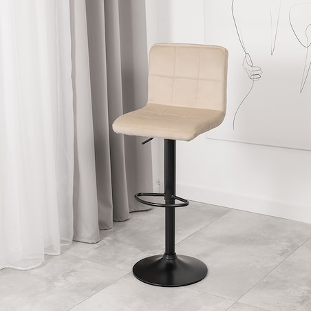 Hoker krzesło barowe tapicerowane regulowane obrotowe beż