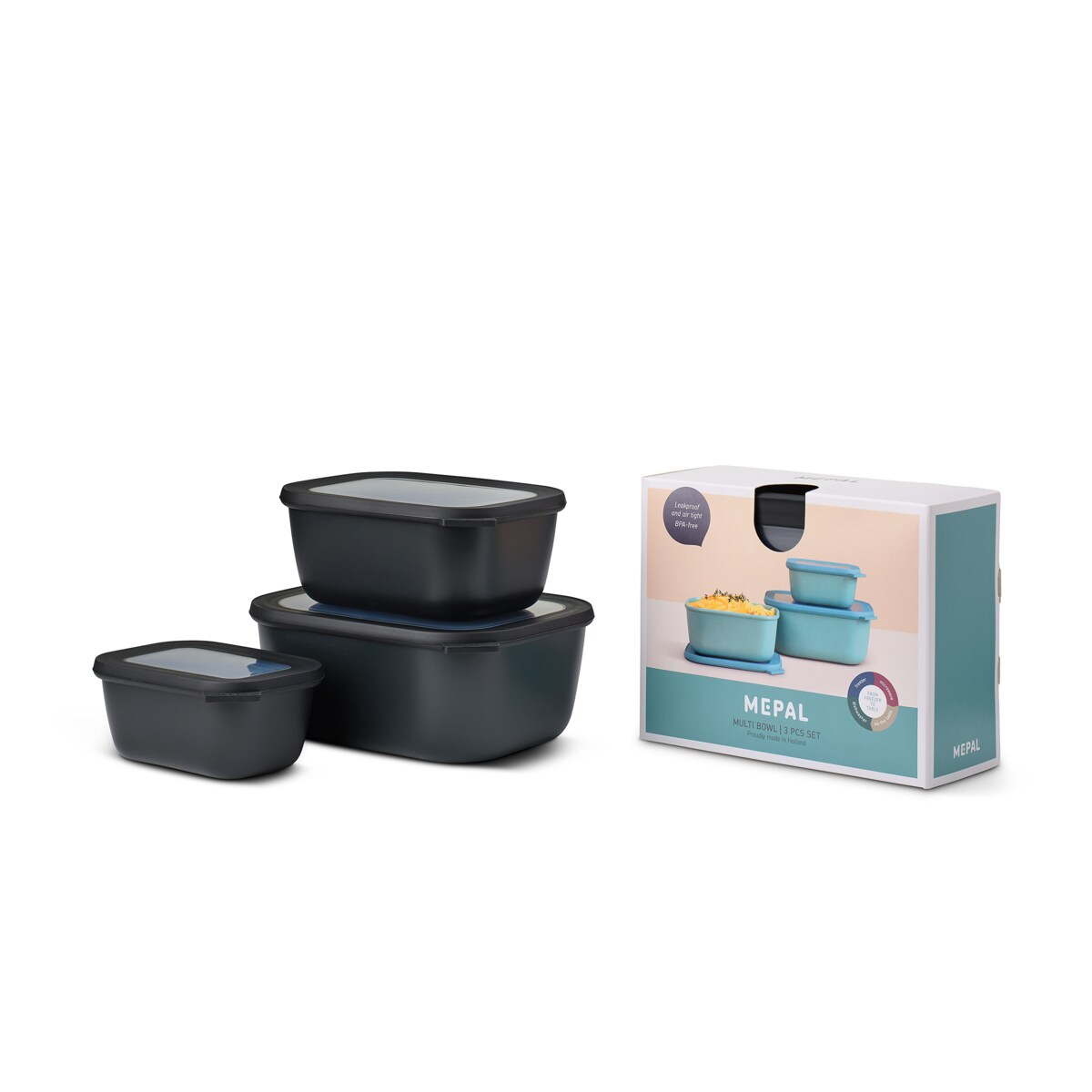 Zestaw 3 misek Cirqula prostokątna 750 1500 3000 Black 106271041100