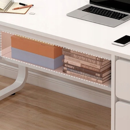 Biurko komputerowe loft białe 3 półki skandynawski nowoczesne 120 cm