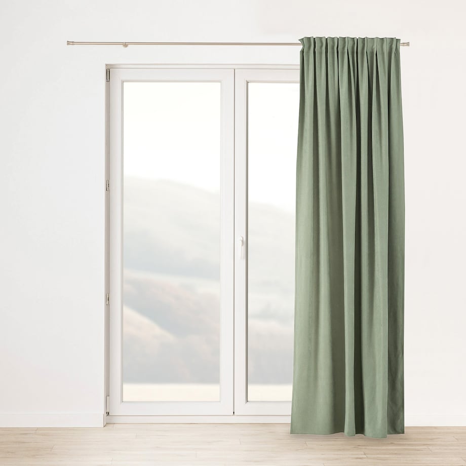 Zasłona na taśmie marszczącej szałwiowa aksamitna 140 x 280 cm 1 szt. 140x280 pastelowy