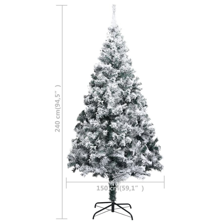 vidaXL Sztuczna choinka, ośnieżona, zielona, 240 cm, PVC