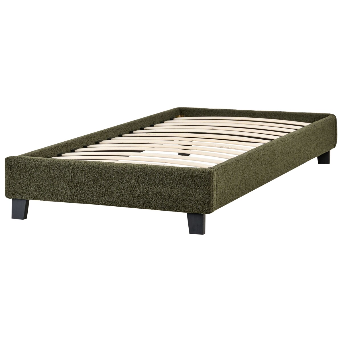 Łóżko bez zagłówka Boucle ROANNE 90 x 200 cm Ciemnozielony