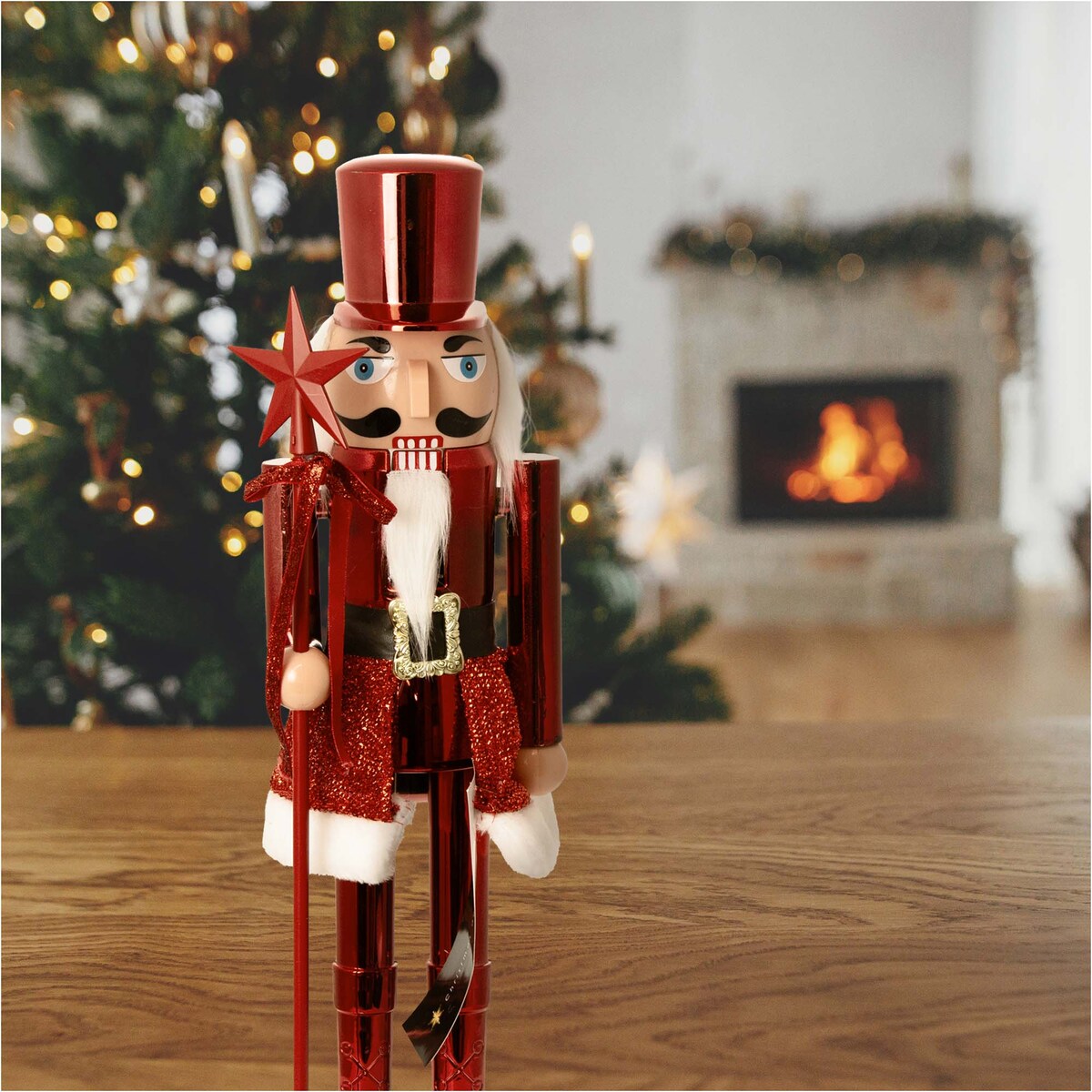 Figurka Dziadek Do Orzechów 60 Cm Boże Narodzenie Czerwony Czapka Płaska