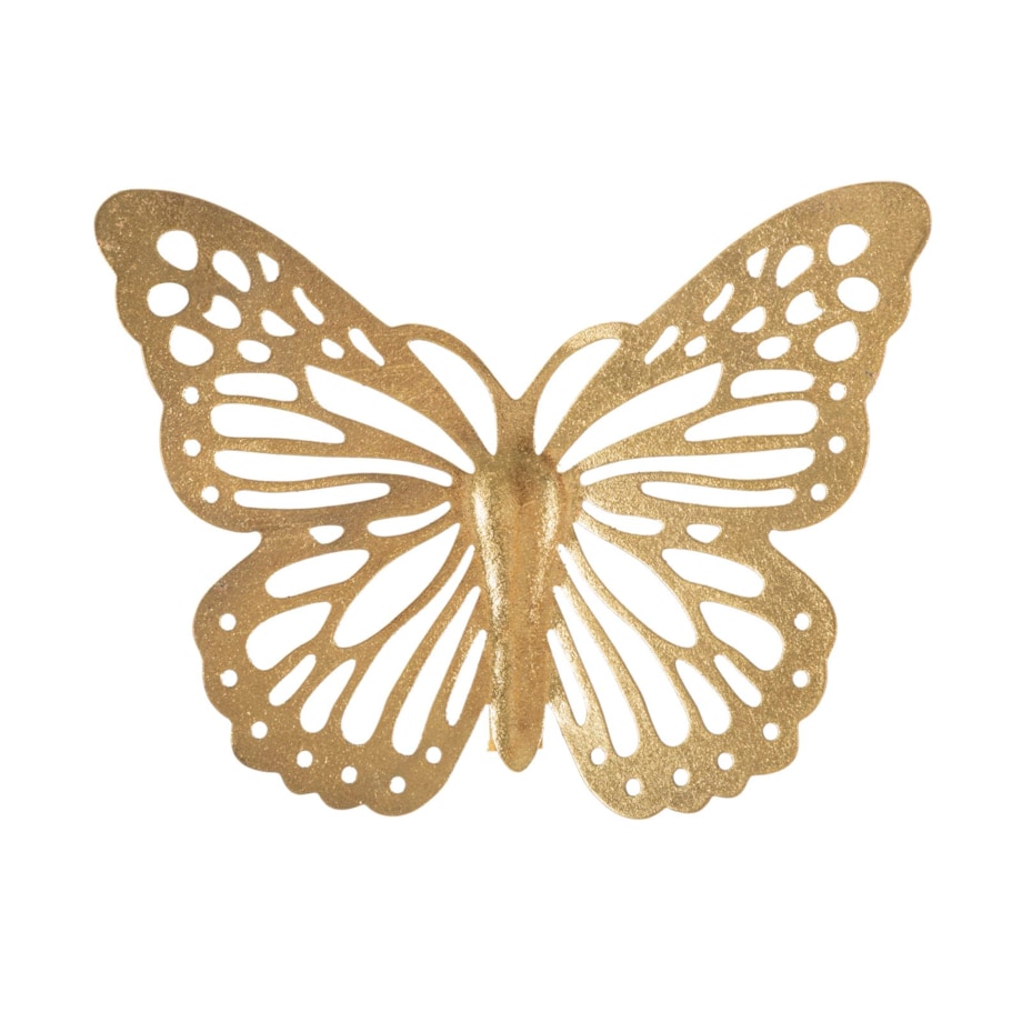 Zestaw 4 dekoracji ściennych Butterflies, kolor złoty, żelazo, wysokości 29, 19, 16 i 12 cm, motyw: motyle, do salonu i przedpokoju, Mauro Ferretti