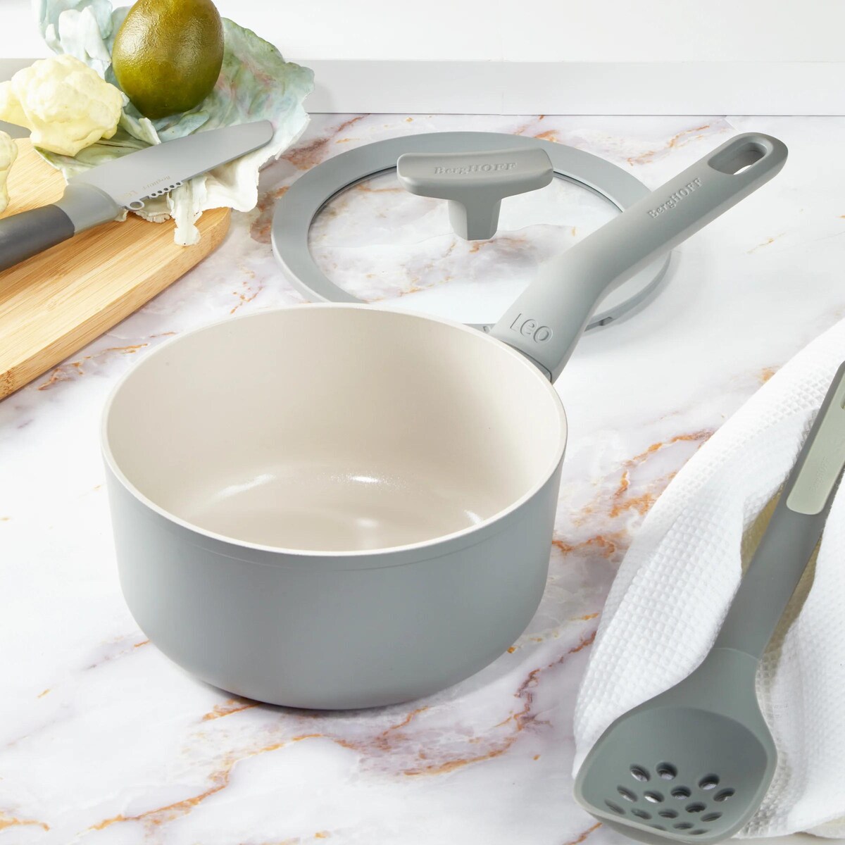 Rondel z pokrywą szary z powłoką ceramiczną Balance Eco Grey 18 cm, 2 L BergHOFF