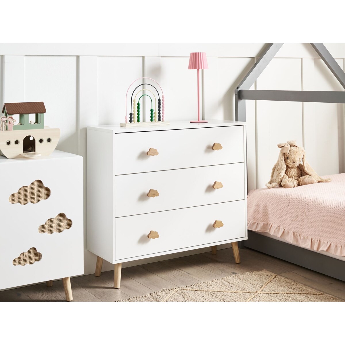 Komoda jasne drewno z białym CLOUDY