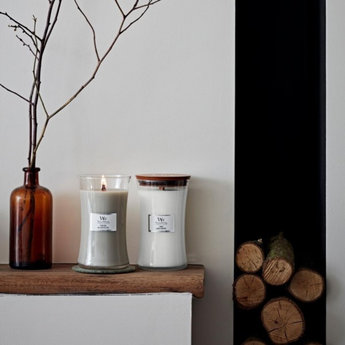 WoodWick świeca duża LINEN