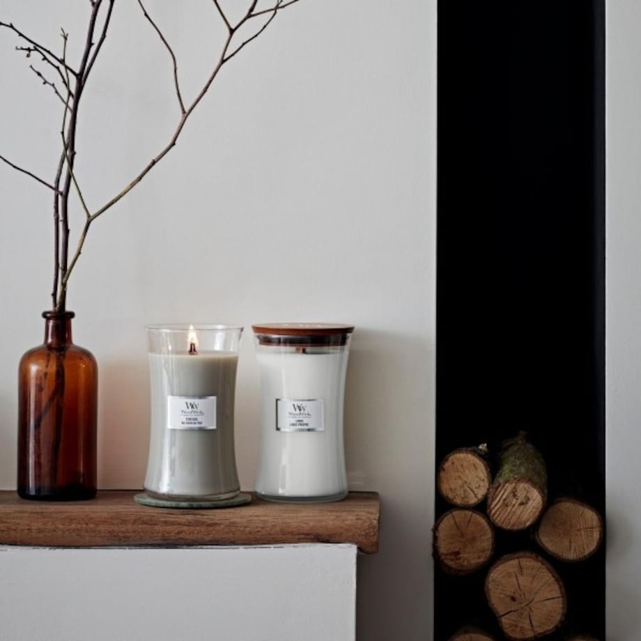 WoodWick świeca duża LINEN