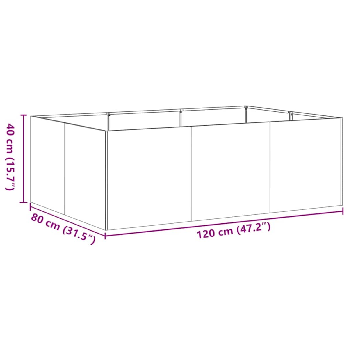 vidaXL Doniczka 120x80x40 cm Stal ocynkowana