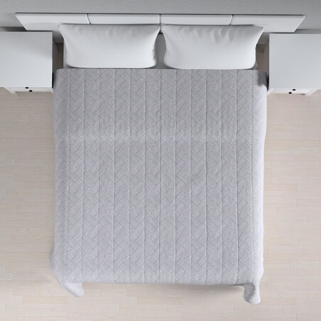 Narzuta pikowana w pasy 200x210 szare wzory geometryczne