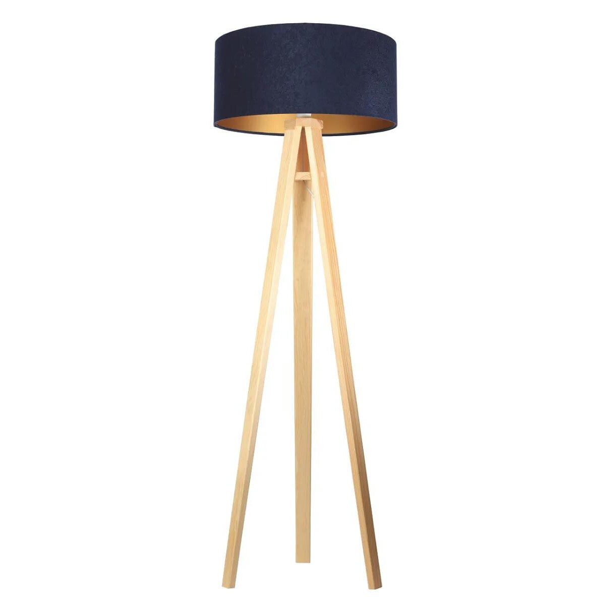 Lampa stojąca HOME 50 granatowa/złoty/sosna