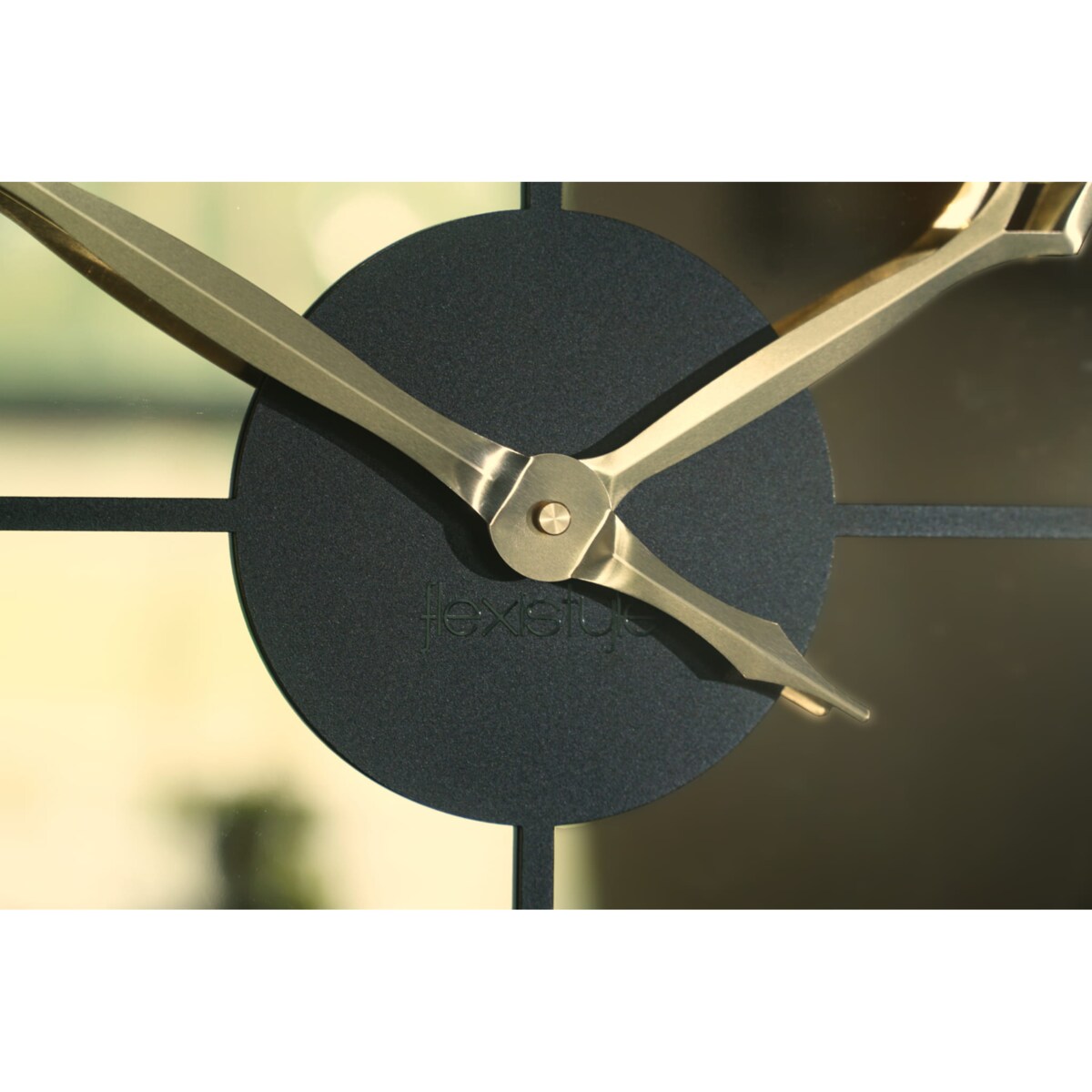 Metalowy zegar ścienny czarny lustro złote 50cm