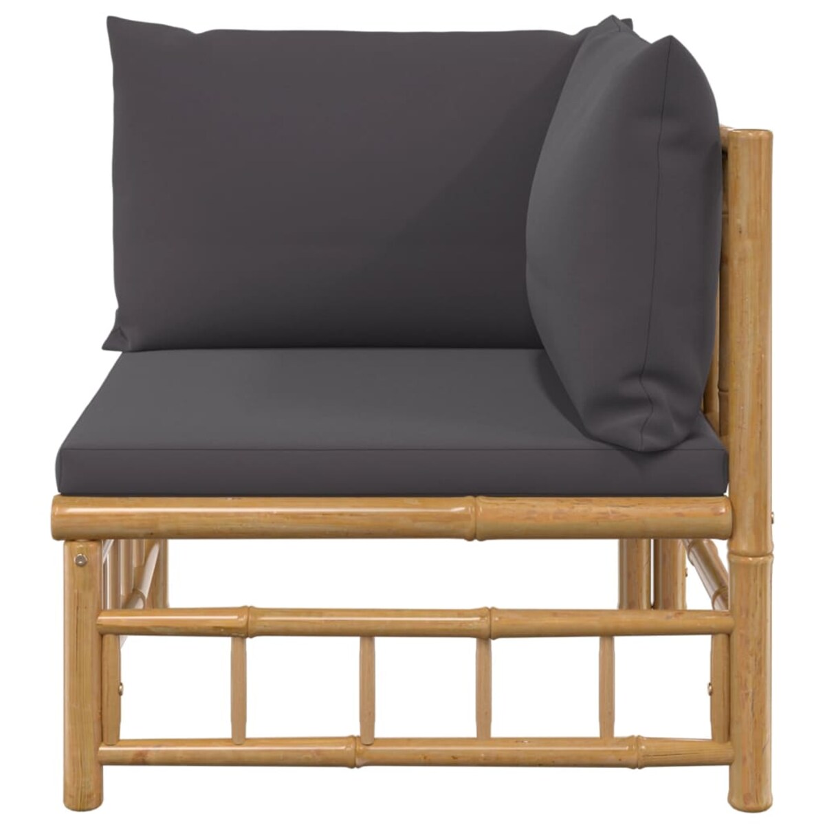 vidaXL Narożna sofa ogrodowa z ciemnoszarymi poduszkami, bambusowa
