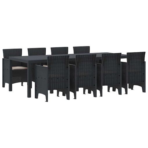 vidaXL Zestaw do jadalni w ogrodzie 9 pcs Antracyt Rattan Polt