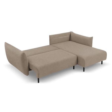 Narożnik DELI z funkcją spania na nóżkach, prawostronny, jasnobrązowy