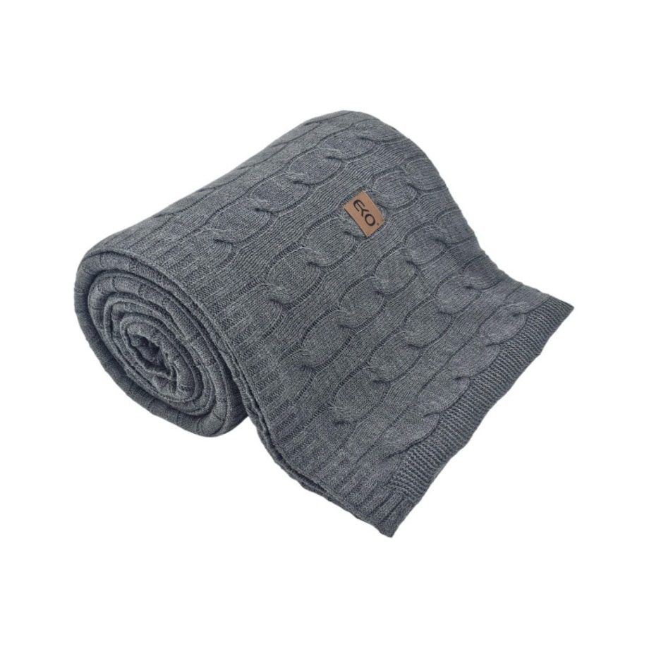 Koc dzianinowy kaszmir 150x200 cm – VERONA ANTHRACITE