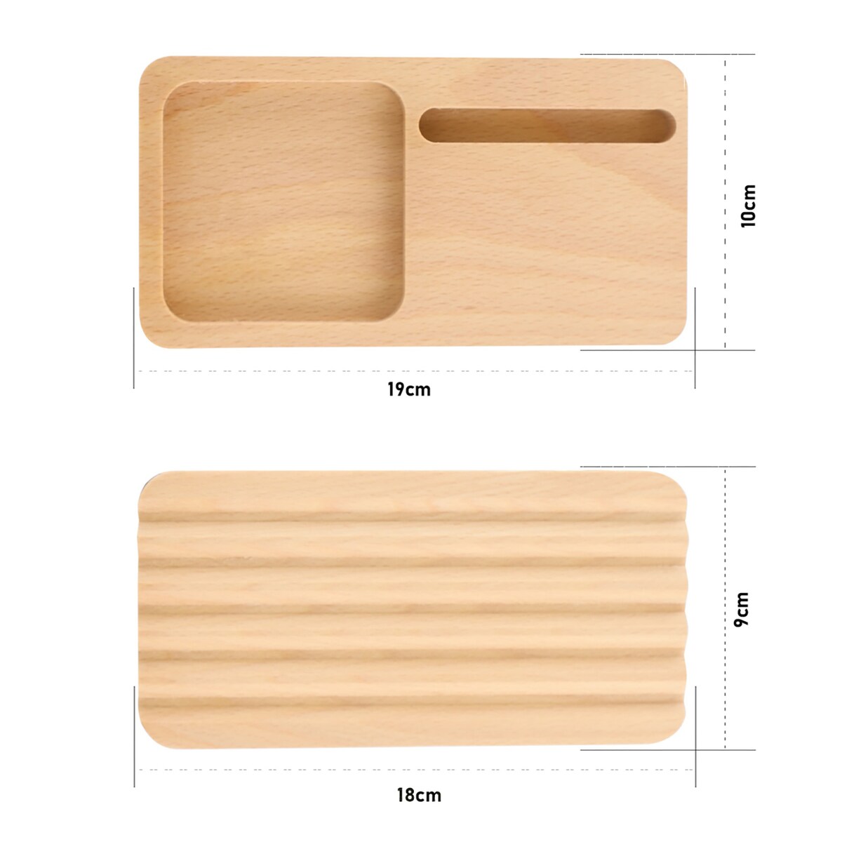 Stojak Na Telefon Organizer Drewniany Na Biurko 2W1 Naturalne Drewno