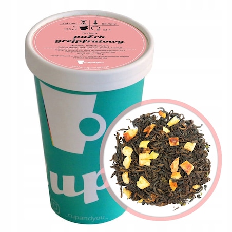 Herbata czerwona pu-erh GREJPFRUTOWY skórka grejpfruta mango jabłka 190g