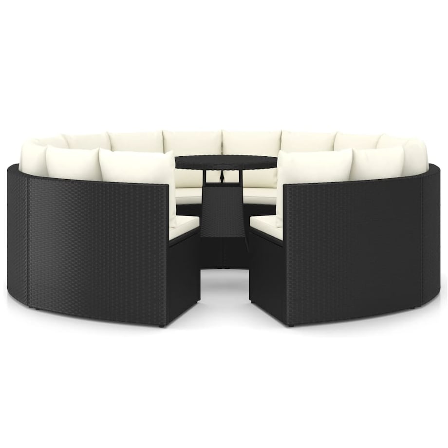 vidaXL 9-częściowa sofa ogrodowa z poduszkami, rattan PE, czarna