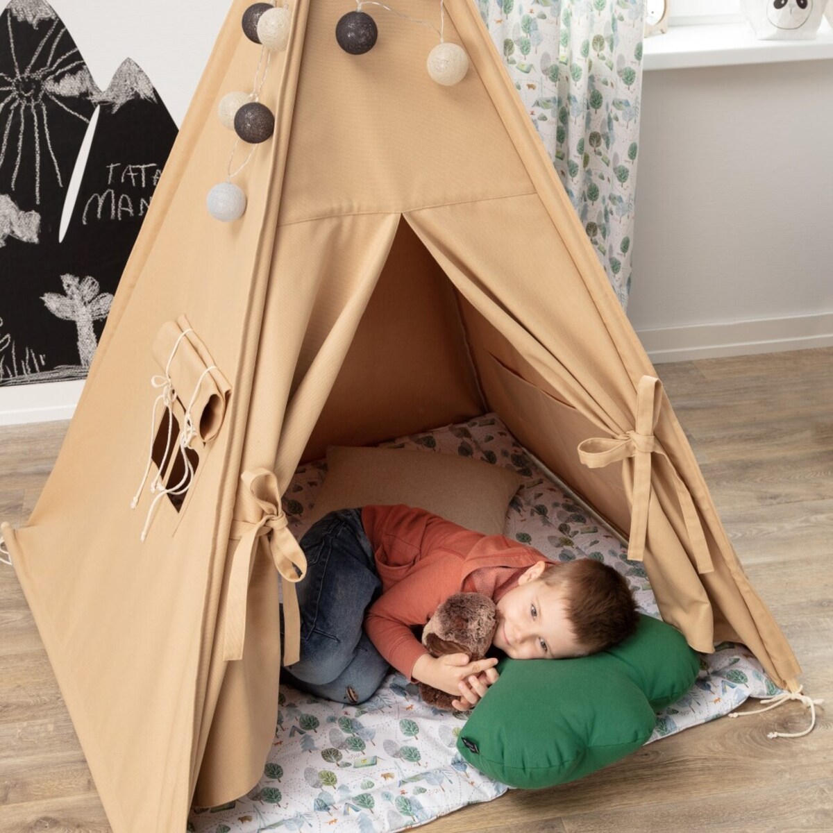 Tipi, ecru-niebieski, 110 x 110 x 155 cm, Magic Collection