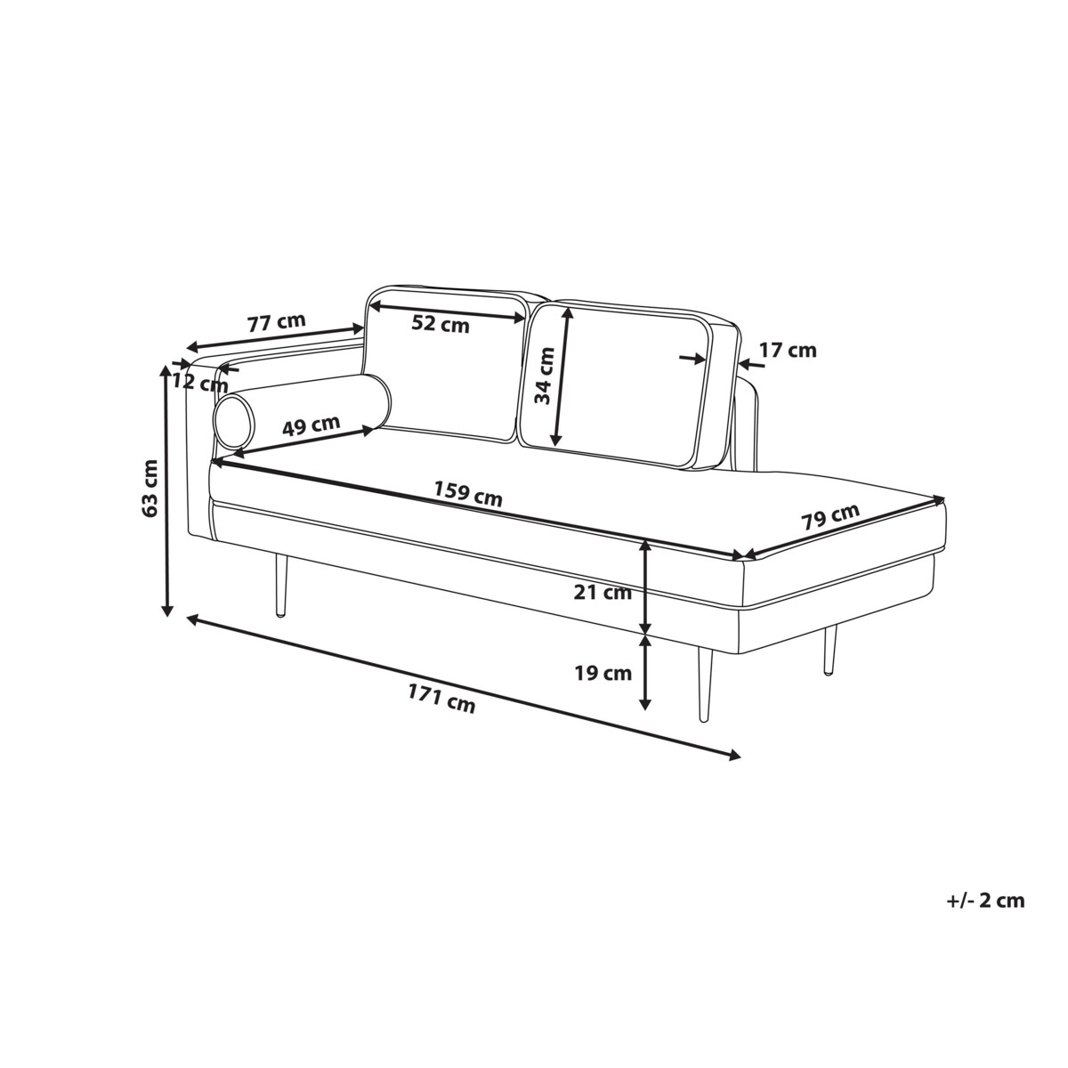 Szezlong welurowy lewostronny różowy MIRAMAS