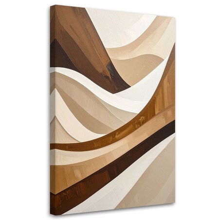 Obraz do salonu sypialni kuchni, Beżowo brązaowa Abstrakcja Fale