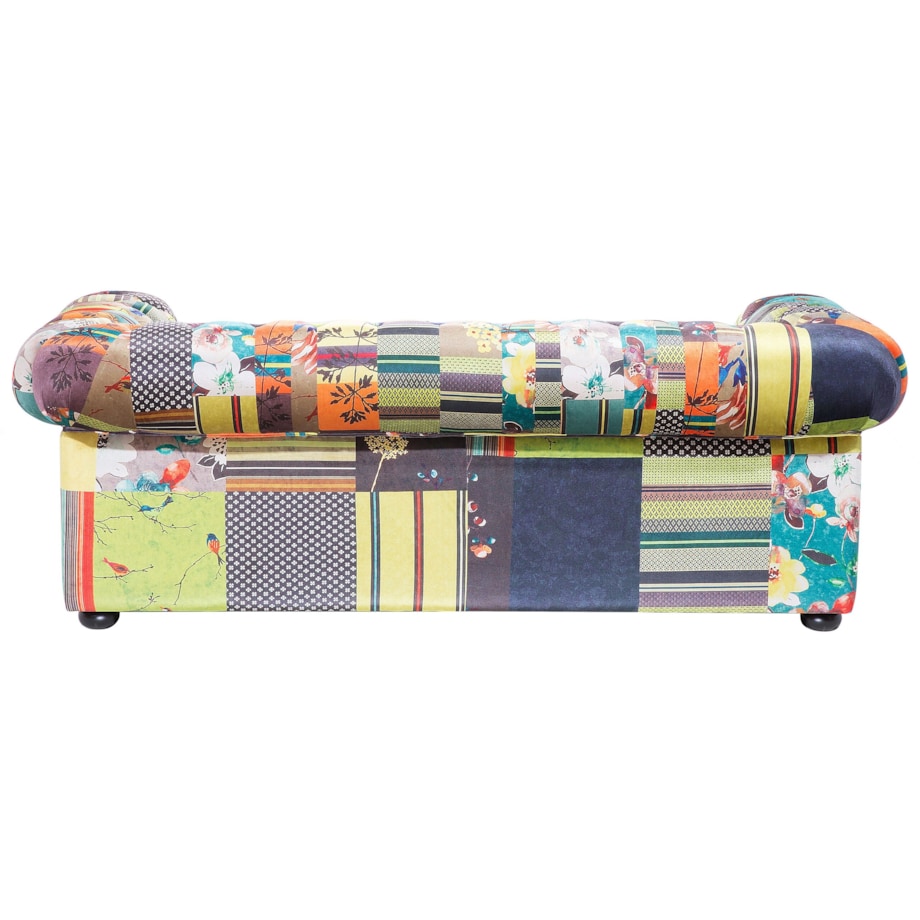 Sofa 3-osobowa patchworkowa żółta CHESTERFIELD